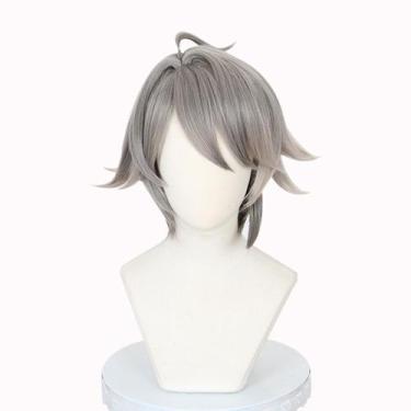 Imagem de Peruca de Cosplay Genshins Impacts Celhesen Cinza Sintético 35cm - tai