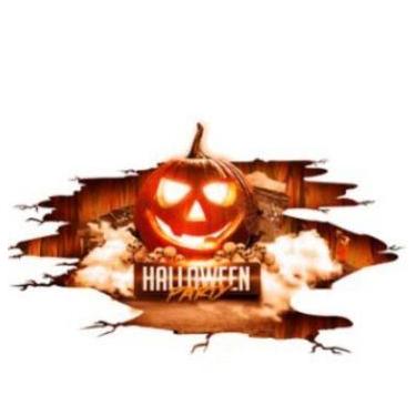 Imagem de Adesivos de parede Halloween Pumpkin 3D Broken Wall Effect PVC - yiwei