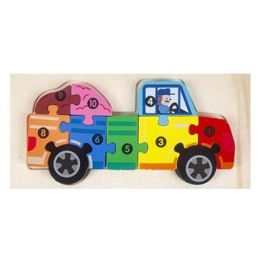 Imagem de Puzzle Toy Kids Wooden Truck Jigsaw 3D Small Puzzle - Gloome Store