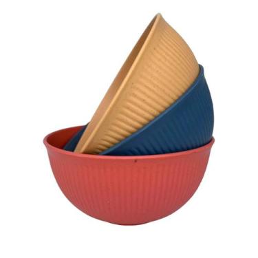Imagem de 03 Unidades Bowl de Bambu 15cm Cores Sortidas Stripes Lyor
