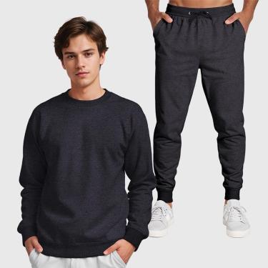Imagem de Conjunto Moletom Gola Redonda e Calça Masculina Lisa-Masculino