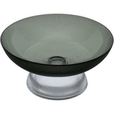 Imagem de CENTRO DE MESA FRUTEIRA HOME&CO COM PÉ VIDRO 12x25x25cm FUMÊ