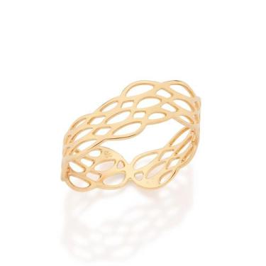 Imagem de Anel Ondulado Com Detalhes Banhado a Ouro Rommanel 513654 Tamanho:22Co