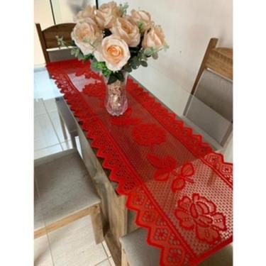 Imagem de Passadeira de Mesa 6 Cadeiras Renda 0,55m x 1,80m - JH, Vermelho