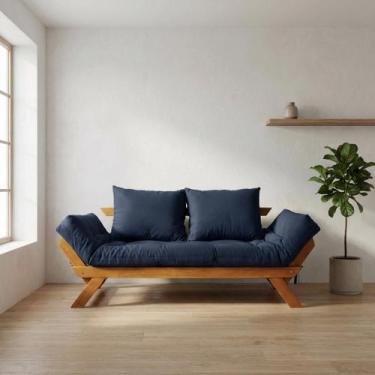 Imagem de Sofá Japão Futon Acquablock Branco Off Madeira Cor Mel - R9 Design Fut