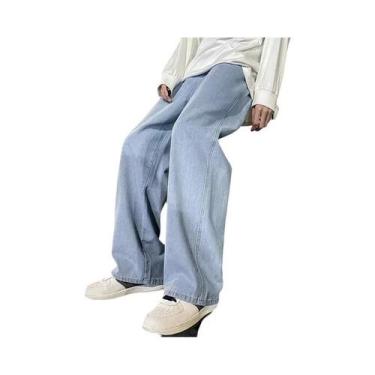 Imagem de Calças Jeans Masculinas Largas E Retas Estilo Coreano Moda Streetwear 