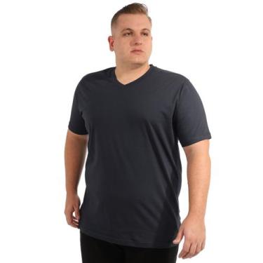 Imagem de Camiseta Plus Size Anistia Masculina Decote V Algodão Grafite, G1