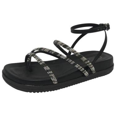 Imagem de Sandália Feminina Flatform Charmosa Durável Social Cacci, Preto, 35