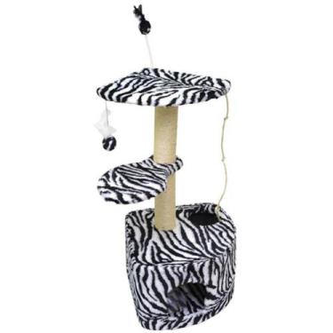 Imagem de Arranhador para Gatos 2 Plataforma Toca Triangular - Zebra - São pet