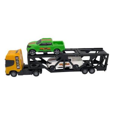 Imagem de Mini Cegonheiro de Brinquedo com 2 Carrinhos - Amarelo - BS TOYS