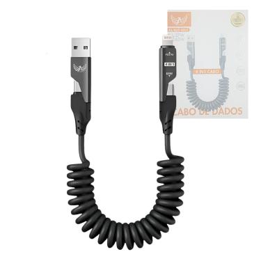 Imagem de Cabo de Dados 4 em 1 Altomex USB 2x USB-C Lightning PD 65W 1,5M Preto com Cinza