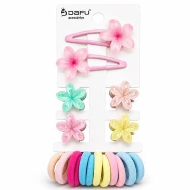 Imagem de Kit Acessórios Para Cabelo Infantil: 2 Presilhas, 4 Piranhas e 10 Elás