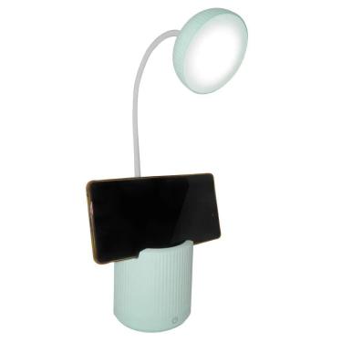 Imagem de  Luminaria de Mesa Abajur Touch Screen Recarregavel LED Suporte Celular Flexivel Articulada Escritorio Iluminaçao Lampada