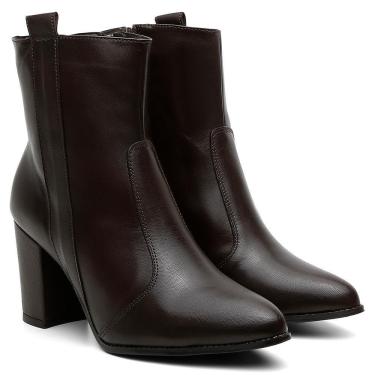 Imagem de Bota Feminina Couro Salto Alto Lisa Zíper Estilo Moderna
