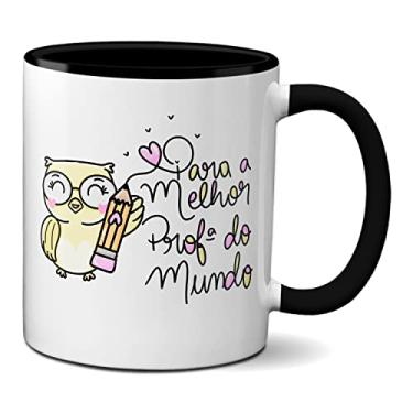 Imagem de Caneca Presente Fofo Para A Melhor Professora Do Mundo (Preta)