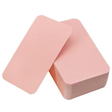 Imagem de Tupalizy 100 peças de papel em branco pequeno mensagem nota cartões de visita frente e verso mini local de saudação nome índice palavras cartões flash grafite scrapbooking etiquetas de presente faça você mesmo etiquetas para escrever estampagem (rosa claro)