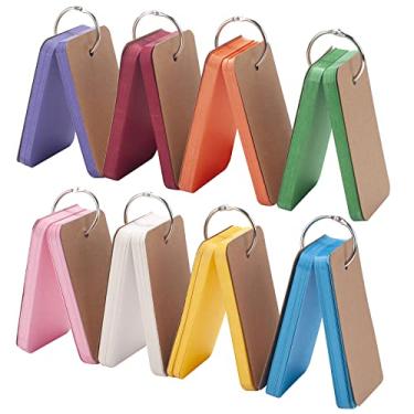 Imagem de FACATH 400 peças de 5 x 8 cm arco-íris colorido branco personalizável índice flash estudo bloco de notas papel kraft com anel de fichário, cartões de índice perfeitos para aprender idiomas (8 conjuntos)