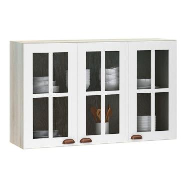 Imagem de Armário Aéreo 120cm 3 Portas Janelinha Crema Com Branco Pet