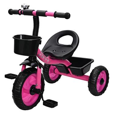Imagem de Zippy Toys Triciclo Infantil, Feito de Plástico e Aço Carbono. Possui Cestas de Armazenamento e Campainha Trim Trim. Indicado Para Crianças Até 03 Anos e Suporta Até 25kg (Rosa)