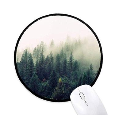 Imagem de DIYthinker Névoa Ciência Florestal Cenário Natureza Mouse Pad Desktop Escritório Tapete Redondo para Computador
