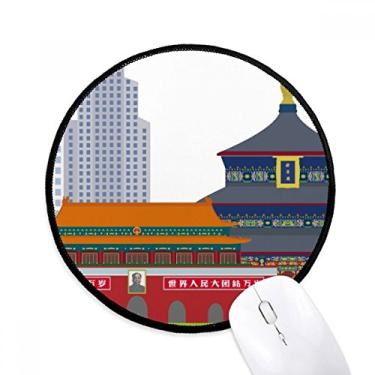 Imagem de DIYthinker China Tian'anmen Temple Landmark Pattern Mouse Pad Desktop Office Tapete Redondo para Computador