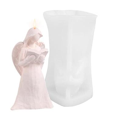 Imagem de vela silicone anjo 3D, resina artesanal cera aroma para fabricação velas faça você mesmo artesanato sabão cera abelha bolo chocolate