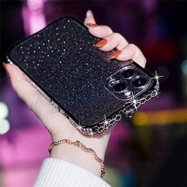 Imagem de Capa de proteção brilhante com armação de metal diamante brilhante para iPhone 13 11 14 Pro Max 12 Mini XS XR X 8 7 Plus SE 2022 Capa feminina, preta, para iPhone XR