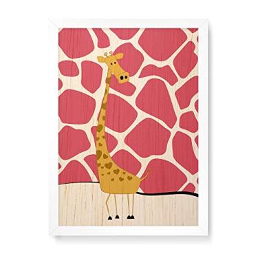Imagem de Arte Maníacos Quadro Decorativo em Madeira Girafinha - 23x16,25cm (Moldura caixa em laca branca)