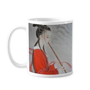 Imagem de Caneca de pintura chinesa Red Beauty Flauta cerâmica café porcelana caneca talheres