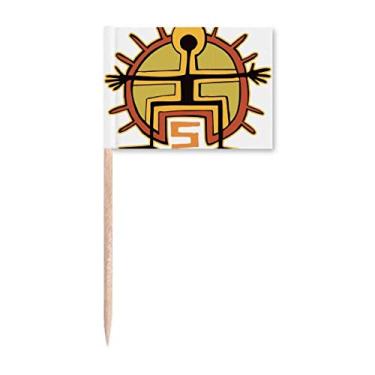 Imagem de Boneco do Egito Totem de sol abstrato com bandeiras de palito de dentes, enfeite de festa