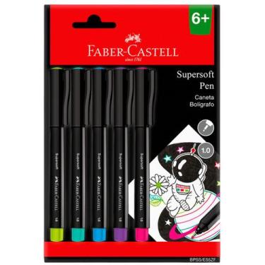 Imagem de Caneta Supersoft Pen 1.0mm Ponta Media Faber Castell Kit 5Un - Faber-C