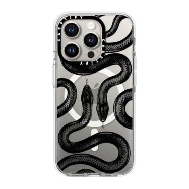 Imagem de CASETiFY Capa transparente para iPhone 15 Pro [não amarela/proteção contra quedas de 2 metros/compatível com Magsafe] - Impressões de animais - Kingsnake preto - transparente