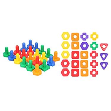 Imagem de Conjunto de tijolos, blocos de construção em 3D de cores vivas Seguros para meninos para educação infantil para meninas