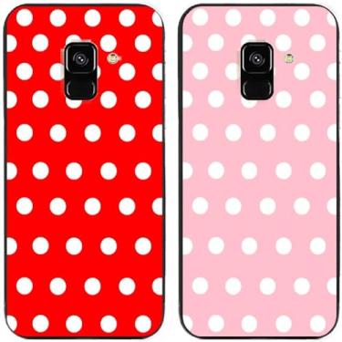 Imagem de 2 peças de capa de telefone traseira de silicone em gel TPU com bolinhas vermelhas e rosa para Samsung Galaxy All Series (Galaxy A5 2018 / A8 2018)