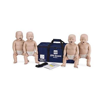 Imagem de CPR Savers Manequim profissional Prestan para treinamento de RCP infantil com monitor de feedback AHA 2019, pele média, pacote com 4, PP-IM-400M-MS