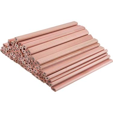 Imagem de Lápis de carpinteiro Graphite # 2 Lápis de chumbo | Lápis retangular | Lápis de grafite amplo para marcação de piso de madeira e de concreto | Conjunto de ferramentas de medição, Natural Lacquered Wood, 72 pc