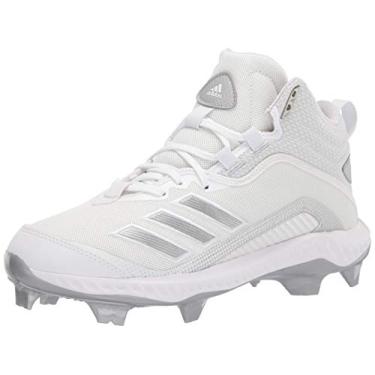Imagem de adidas Tênis de beisebol masculino Fv6198, Branco/prata/cinza claro, 15