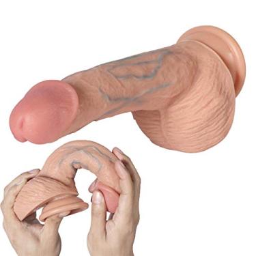 Imagem de Vibrador realista Vibrador anal Vibrador Vibrador natural Veias e testículos realistas com ventosa poderosa Pênis real para casais masculinos e femininos Conjuntos de brinquedos sexuais para casais