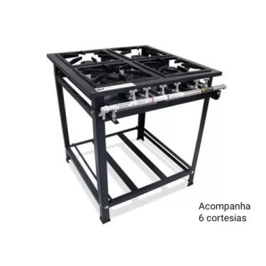 Imagem de Fogão Industrial 4 Bocas Simples Duplas Baixa Pressão 30x30 P5 Ferro F
