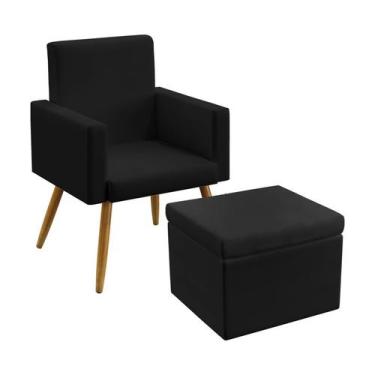 Imagem de Poltrona Vega Com Puff Quasar Sued Preto Aradecor