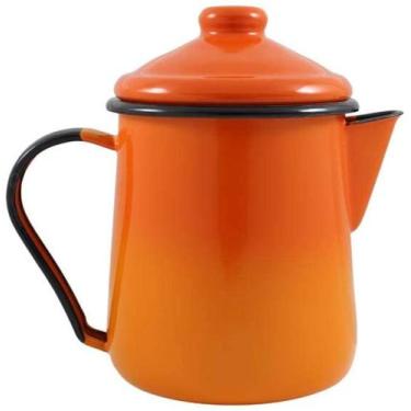 Imagem de Leiteira Tradicional 12 Esmaltada Laranja degradê - 1100 ml - Ewel - E