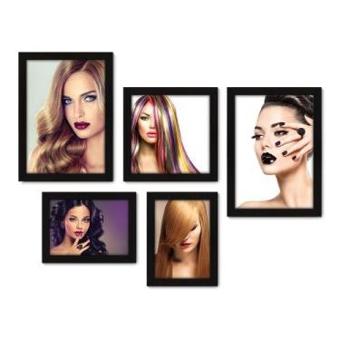 Imagem de Kit Com 5 Quadros Decorativos - Salão de Beleza - Cabelos - Unhas - Ma