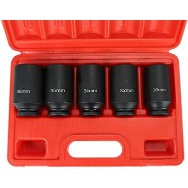 Imagem de Conjunto de soquetes de impacto de porca de eixo profundo de 1,27 cm, métrico de 12 pontos, CR-MO, 30 mm, 32 mm, 34 mm, 35 mm, 36 mm