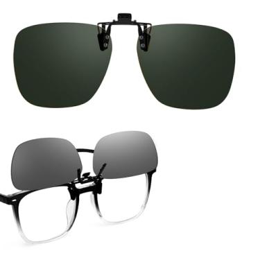 Imagem de Trysee Óculos de sol polarizados flip up com clipe sobre óculos de grau para homens e mulheres polarizados antirreflexo, Flip - 132 x 50 mm - Retangular, 132*50mm