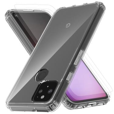 Imagem de Jilivock Capa de celular para Google Pixel 5 com 2 peças, capa de TPU transparente à prova de choque para Google Pixel 5, capa de telefone minimalista premium