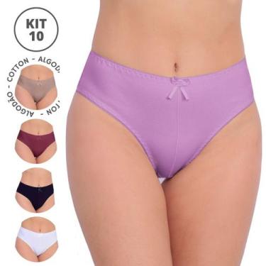 Imagem de KIT 10 Calcinhas Algodão femininas Cintura Alta Firmadora Lingerie no 