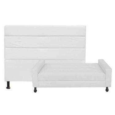 Imagem de Kit Félix com Cabeceira Turim 1,60 cm Queen Size Baú Quarto Sala mater