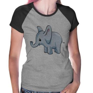 Imagem de Baby Look Raglan Elefante Bebê - Foca na Moda, Cinza, Preto, GG