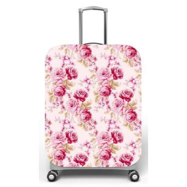 Imagem de Capa para mala de viagem M, medidas max C40x A59 x P27cm Estampa Rosas