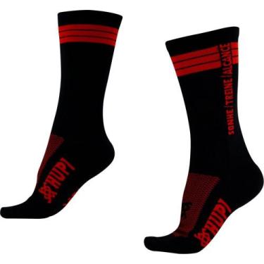 Imagem de Meia HUPI Sonhe Treine Alcance Preto/Vermelho, Preto, Vermelho